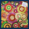 Decorative bulletin board made from self-healing canvas by PinPix, Psychedelic Retina Disc printed at 24x24 and framed in Blue Stain on Beech view 1