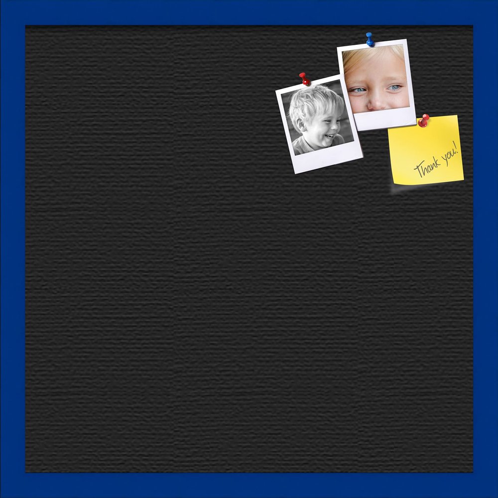 PinPix Custom Printed pin Cork Bulletin Board Made from Canvas, Classic Black Pattern 20 x 20 Inches (Completed Size) and Framed in Blue Stain on Beech (PinPix-622)