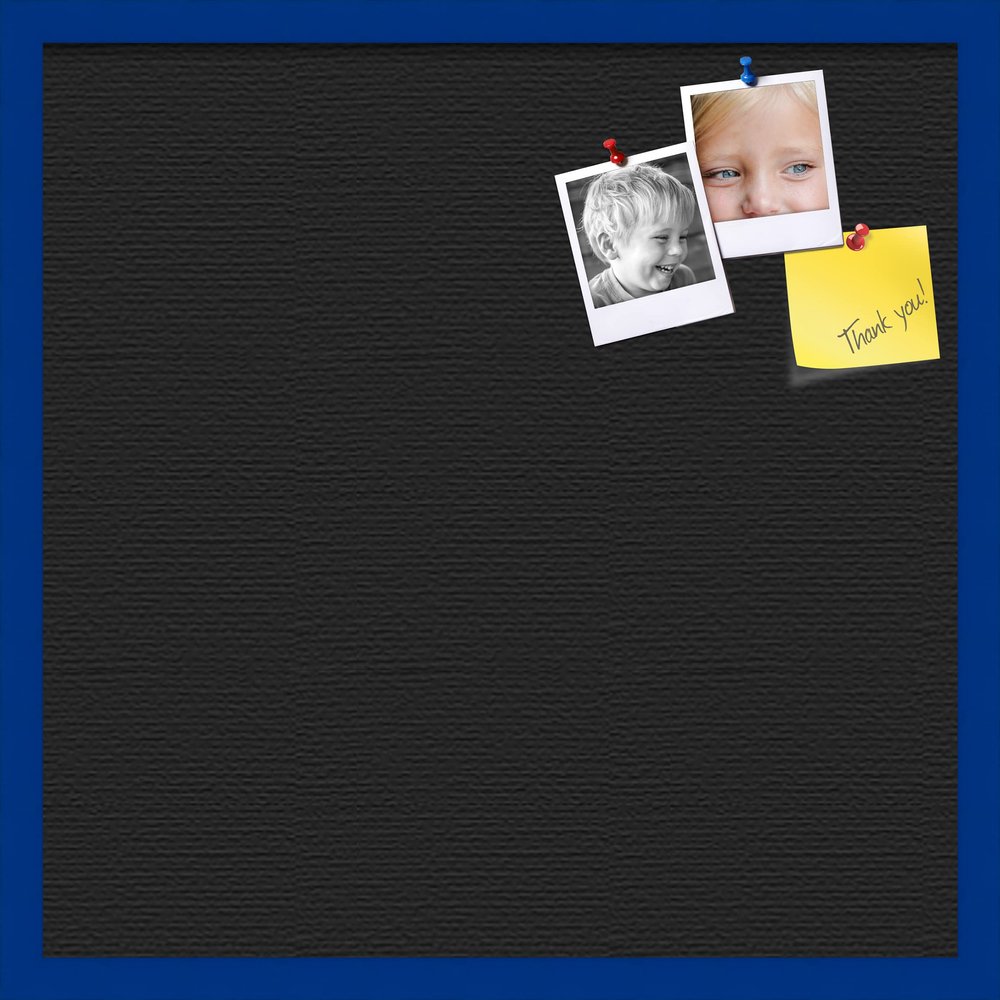 PinPix Custom Printed pin Cork Bulletin Board Made from Canvas, Classic Black Pattern 24 x 24 Inches (Completed Size) and Framed in Blue Stain on Beech (PinPix-622)