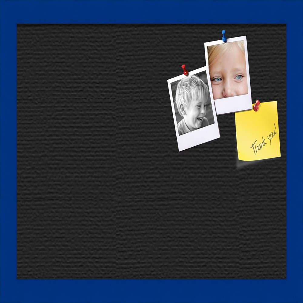 PinPix Custom Printed pin Cork Bulletin Board Made from Canvas, Classic Black Pattern 18 x 12 Inches (Completed Size) and Framed in Blue Stain on Beech (PinPix-622)