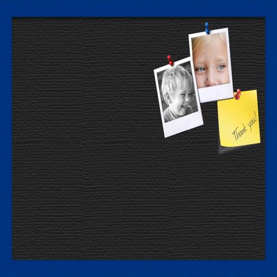 PinPix Custom Printed pin Cork Bulletin Board Made from Canvas, Classic Black Pattern 24 x 16 Inches (Completed Size) and Framed in Blue Stain on Beech (PinPix-622)