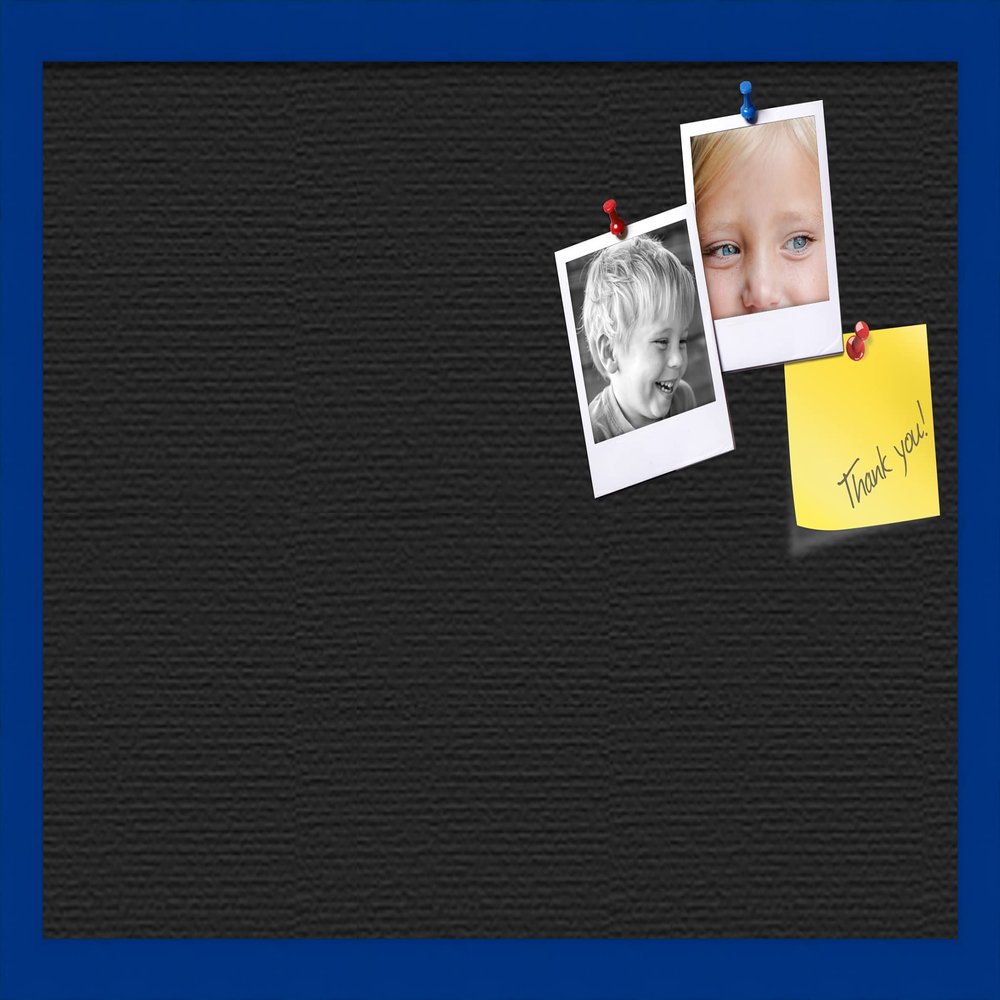 PinPix Custom Printed pin Cork Bulletin Board Made from Canvas, Classic Black Pattern 24 x 16 Inches (Completed Size) and Framed in Blue Stain on Beech (PinPix-622)