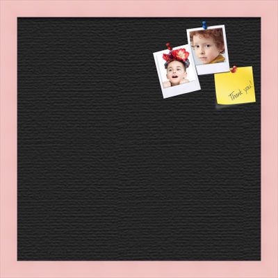 PinPix Custom Printed pin Cork Bulletin Board Made from Canvas, Classic Black Pattern 16 x 16 Inches (Completed Size) and Framed in Baby Pink Stain on Beech (PinPix-622)