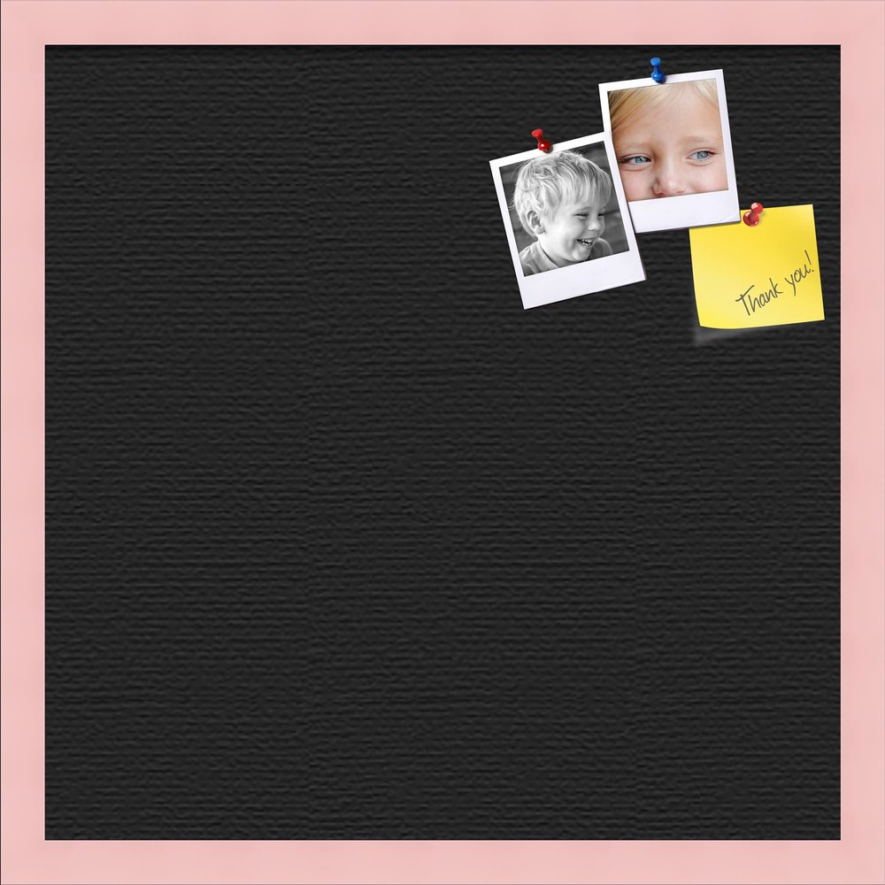 PinPix Custom Printed pin Cork Bulletin Board Made from Canvas, Classic Black Pattern 20 x 20 Inches (Completed Size) and Framed in Baby Pink Stain on Beech (PinPix-622)