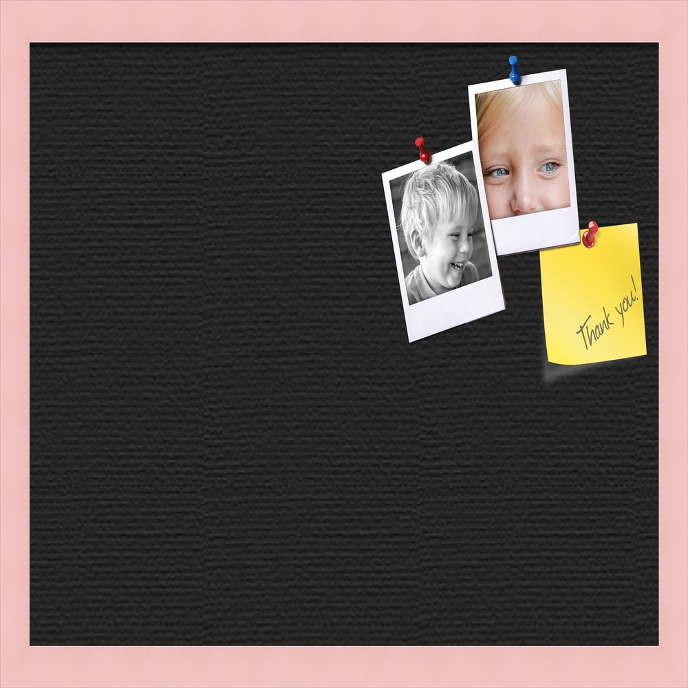 PinPix Custom Printed pin Cork Bulletin Board Made from Canvas, Classic Black Pattern 24 x 16 Inches (Completed Size) and Framed in Baby Pink Stain on Beech (PinPix-622)