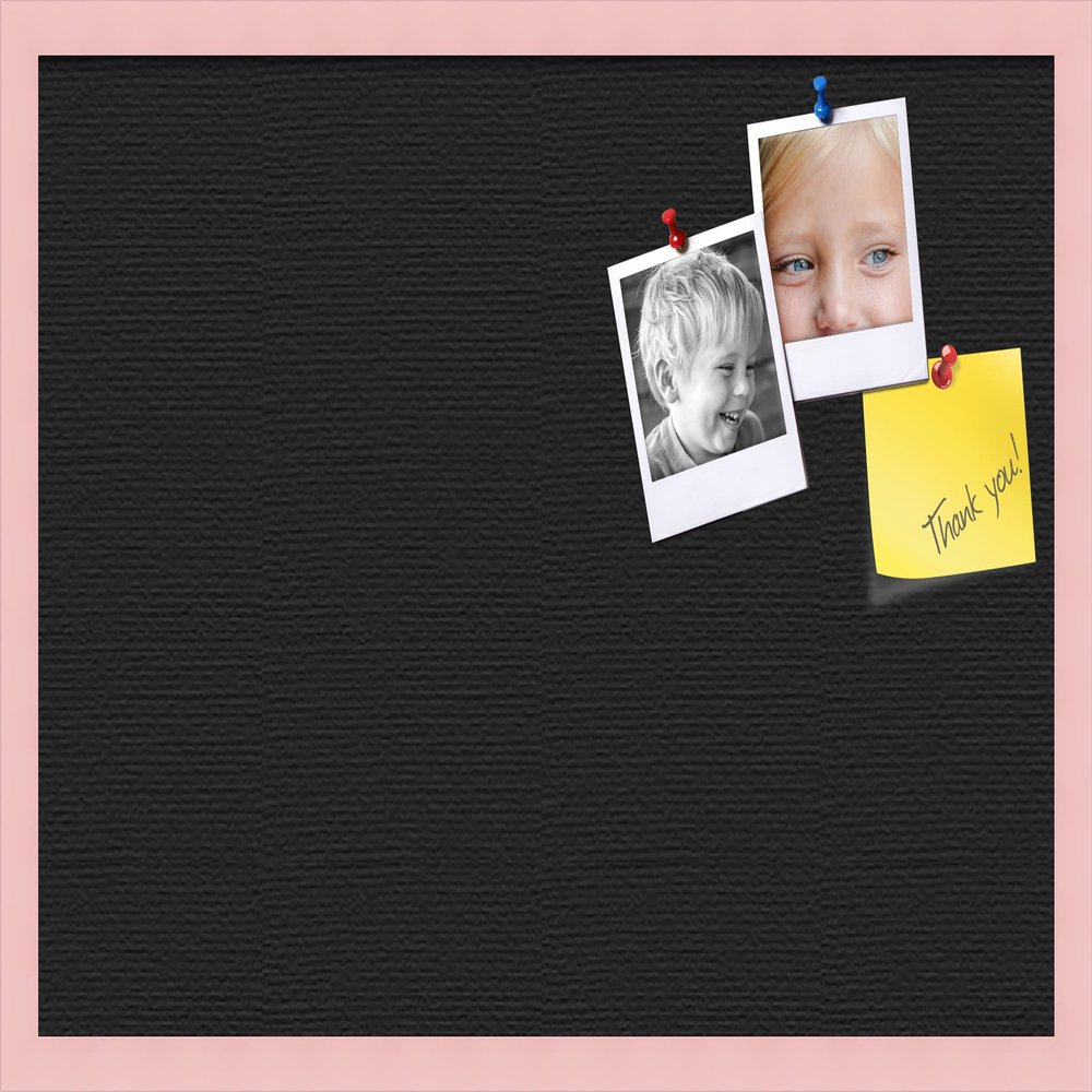 PinPix Custom Printed pin Cork Bulletin Board Made from Canvas, Classic Black Pattern 30 x 20 Inches (Completed Size) and Framed in Baby Pink Stain on Beech (PinPix-622)
