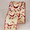 Gold and Cherry Red Santa Claus Print Wired Craft Ribbon 2.5" x 20 Yards view 1
