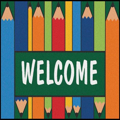 Carpets for Kids KID$Value 48.36 Colorful Pencils Welcome Value Non-Slip Rug 4ft x 6ft Rectangle Multi Color