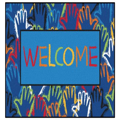 Carpets for Kids KID$Value 48.42 Hands Together Value Playroom Non-Slip Rug 4ft x 6ft Rectangle Blue