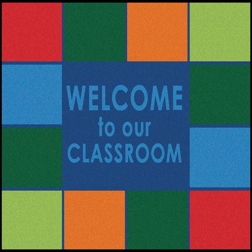 Carpets for Kids KID$Value 48.60 Classroom Welcome Non-Slip Rug 4ft x 6ft Rectangle Multi Color