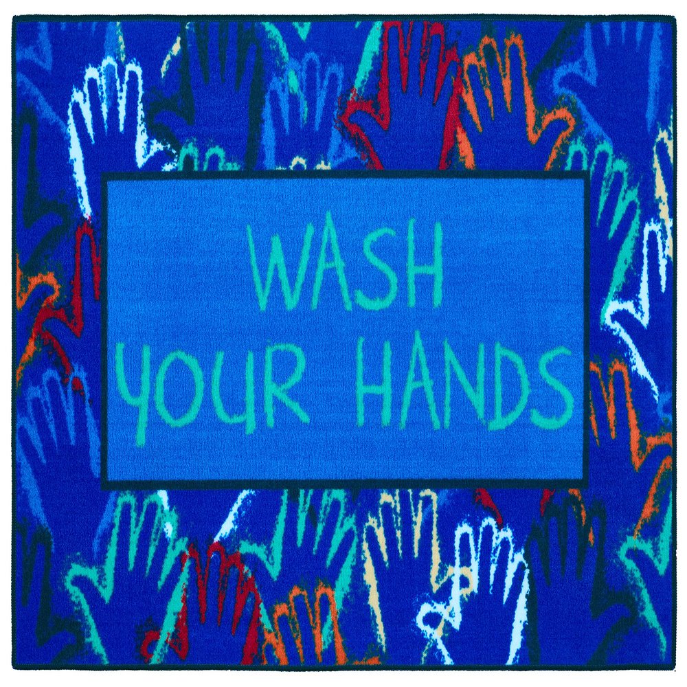 Carpets for Kids KID$Value 37.04 Wash Your Hands No-Slip Value Rug 3ft x 4ft 6in Rectangle Blue