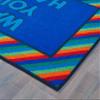 Carpets for Kids KID$Value 37.44 Rainbow Striped Wash Your Hands Classroom Non-Slip Rug 3ft x 4ft 6in Rectangle Blue view 4