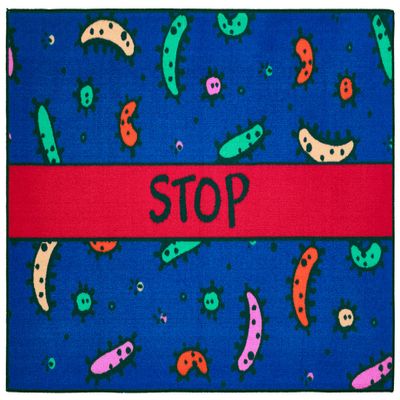 Carpets for Kids KID$Value 37.91 Stop The Germs Classroom Value Non-Slip Rug 3ft x 4ft 6in Rectangle Blue