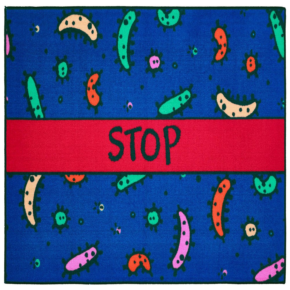 Carpets for Kids KID$Value 37.91 Stop The Germs Classroom Value Non-Slip Rug 3ft x 4ft 6in Rectangle Blue
