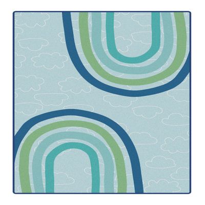 Carpets for Kids 7556 KIDSoft Large Rainbows and Clouds Playroom Rug 6ft x 9ft Rectangle Green