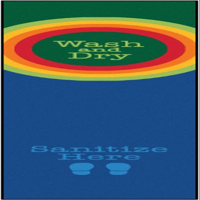 Carpets for Kids KID$Value 38.73 Rainbow Dot Sanitize Here Classroom Value Non-Slip Rug 3ft x 12ft Runner Multi Color