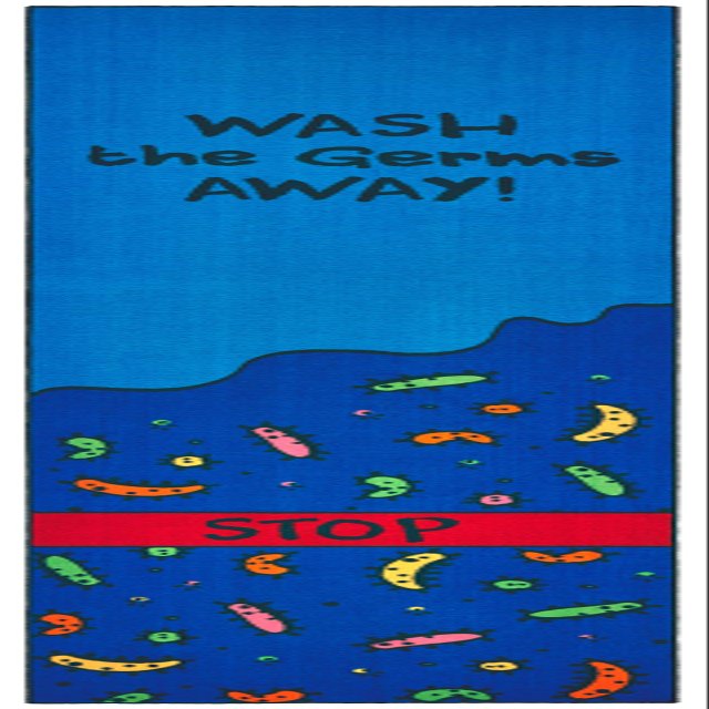 Carpets for Kids KID$Value Rugs Collection 38.93 Wash Away The Germs Classroom Non-Slip 3ft x 12ft Runner Multi Color