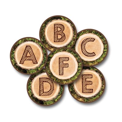 Carpets for Kids 60626 Alphabet Tree Rounds Classroom Individual Seating Set of 26-12in Rounds Brown