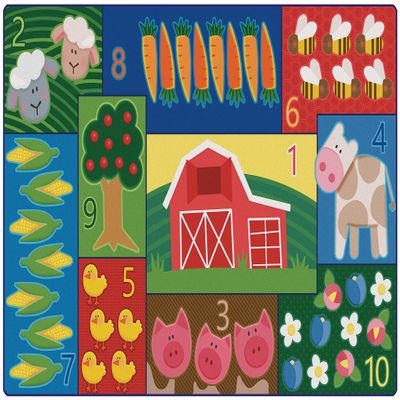 Carpets for Kids 62314 Toddler Farm Counting Classroom Nursery Rug 4ft x 6ft Rectangle Multi Color