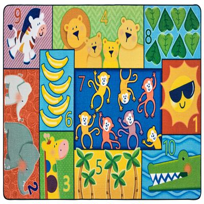 Carpets for Kids 62214 Jungle Jam Counting Classroom Nursery Rug 4ft x 6ft Rectangle Multi Color