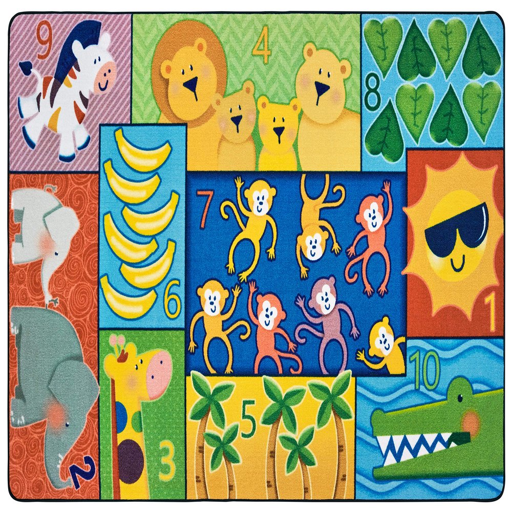 Carpets for Kids 62214 Jungle Jam Counting Classroom Nursery Rug 4ft x 6ft Rectangle Multi Color