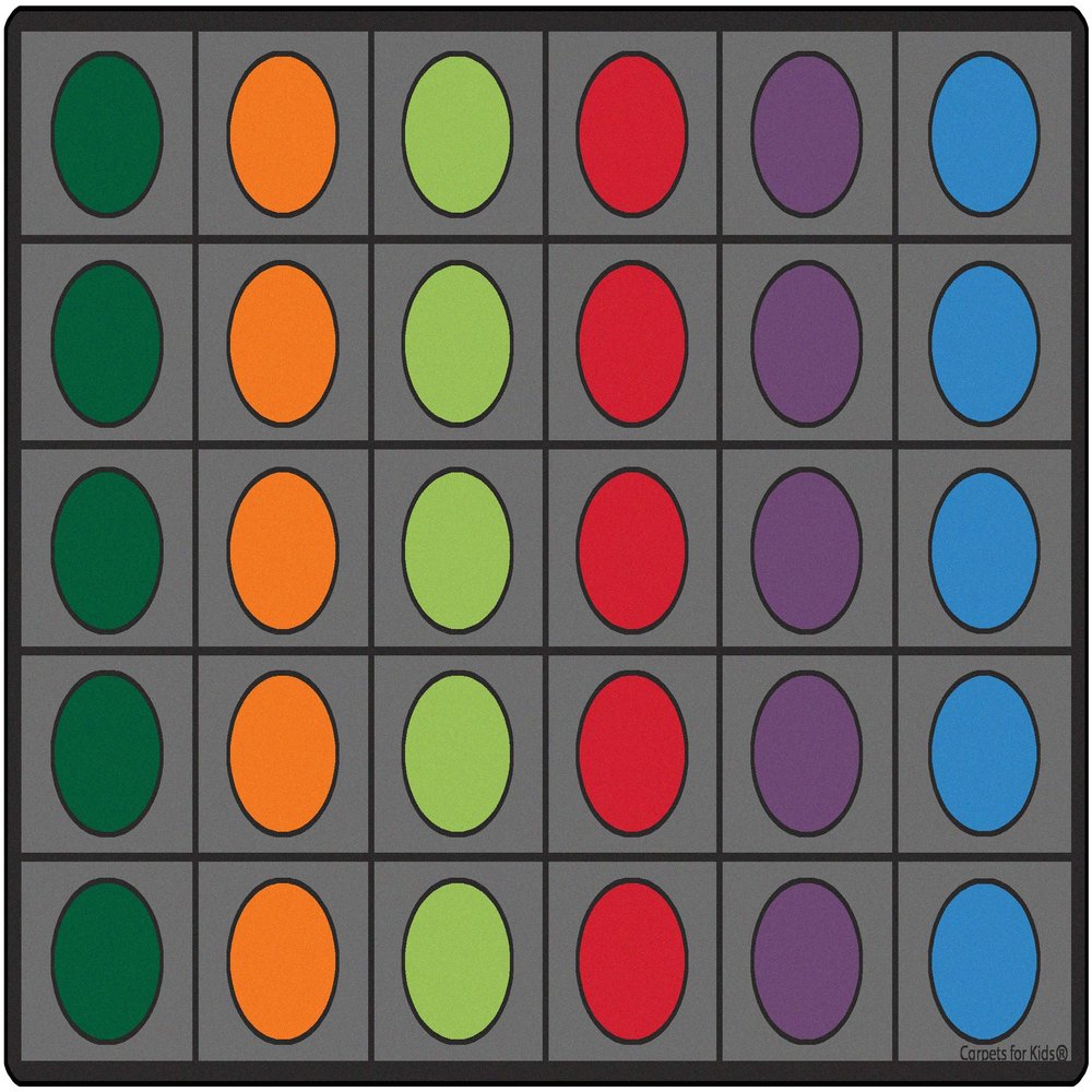 Carpets for Kids 6918 Seating Circles Classroom Seating Kids Teen Room Rug 8ft x 12ft Rectangle Gray
