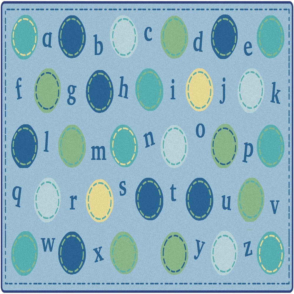 Carpets for Kids 46754 KIDSoft Alphabet Dots Literacy Classroom Seating Rug 4ft x 6ft Rectangle Blue