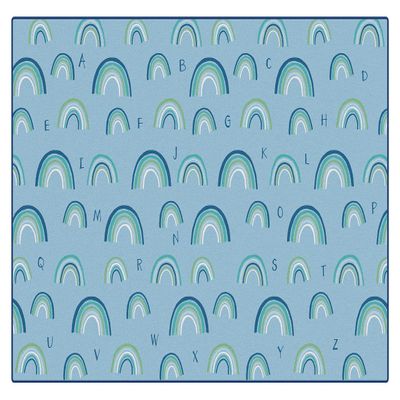 Carpets for Kids 6657 KIDSoft Rainbows Literacy Classroom Kids Teen Room Rug 7ft 6in x 12ft Rectangle Blue