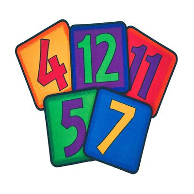 Carpets for Kids KID$Value Plus 3891 Simple Numbers Individual Seating Set of 12-16in Squares Multi Color