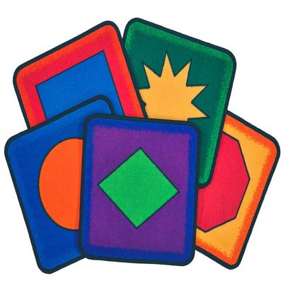 Carpets for Kids KID$Value Plus 3897 Simple Shapes Individual Seating Set of 12-16in Squares Multi Color