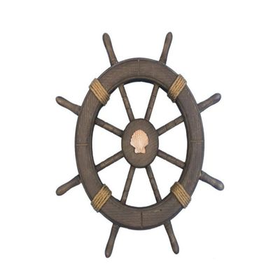 Hampton Nautical Antique Decorative Ship Wheel with Seashell 18"
