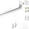 STAS Cliprail Pro Picture Hanging System Set White - Covers 4.92 ft of Wall Space - Heavy Duty Picture Rail & Art Hanging Gallery Kit Without Nails - for Home or Museum (Includes 2 Hooks & Cords) view 1
