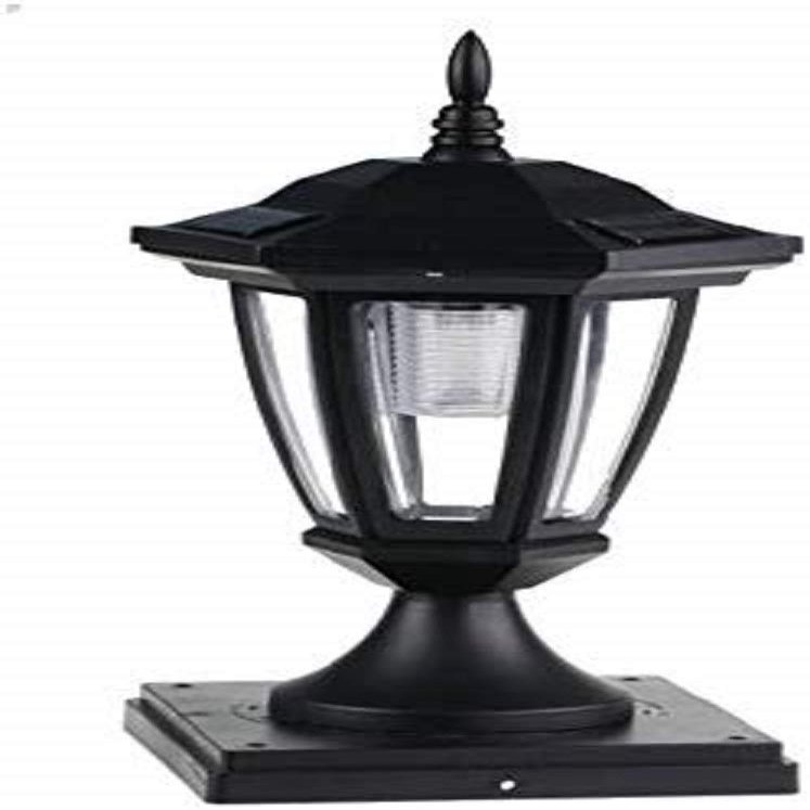 2-Pack BLACK Solar Hexagon Post Cap Lights with WHITE LEDS for 4X4 Wood Fence Post -GREEN NATURAL SOLAR