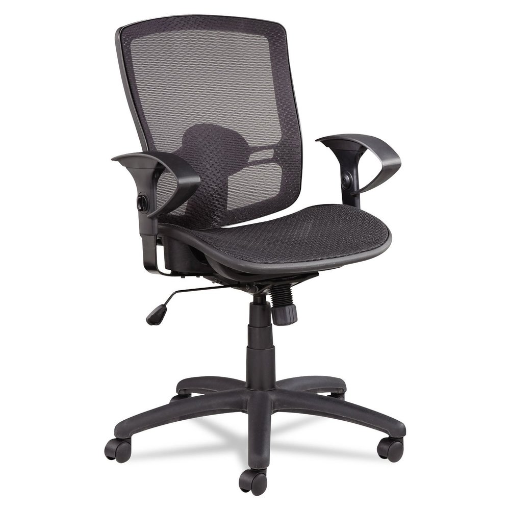 Alera ET4218 Etros Series Mesh Mid-Back Synchro Tilt Chair, Mesh Back/seat, Black