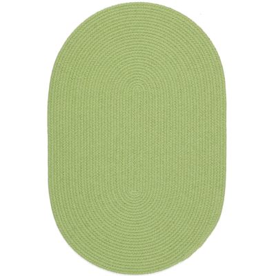 Super Area Rugs Lullaby Oval Braided Rug Durable Playroom Carpet, Solid Lime Green, 2' X 3' Oval