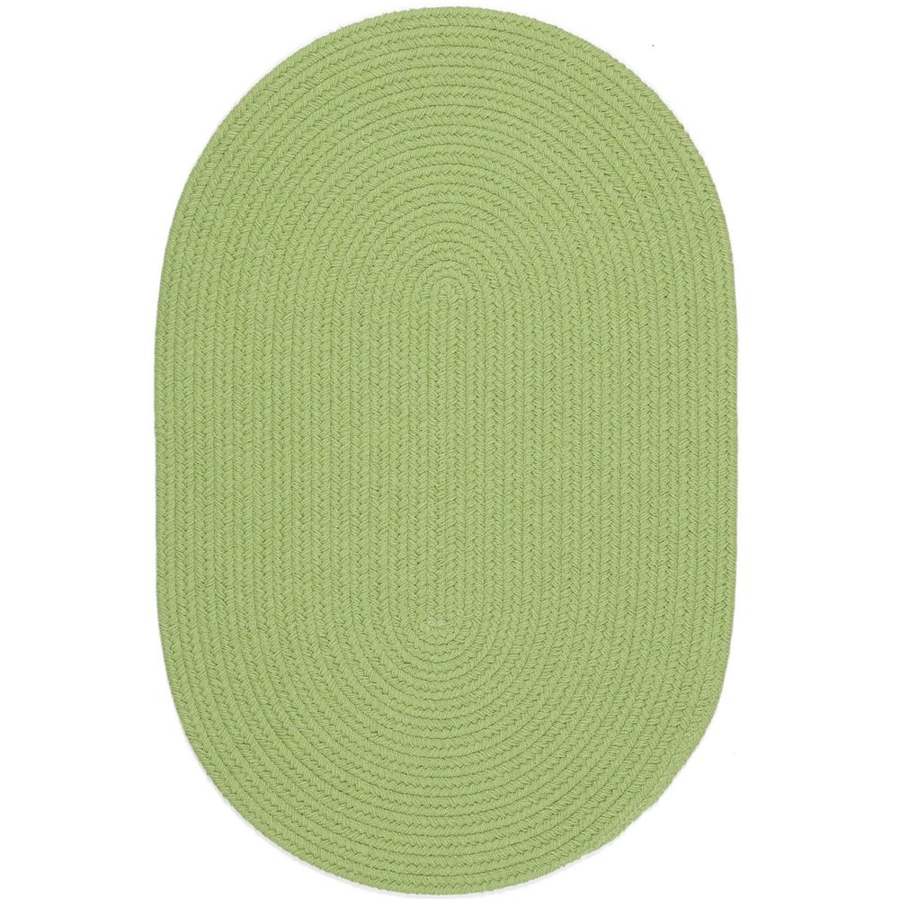 Super Area Rugs Lullaby Oval Braided Rug Durable Playroom Carpet, Solid Lime Green, 2' X 3' Oval