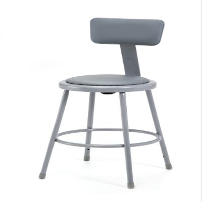 24" Grey Frame Stool with Padded Seat and ADJ. Backrest 6424B