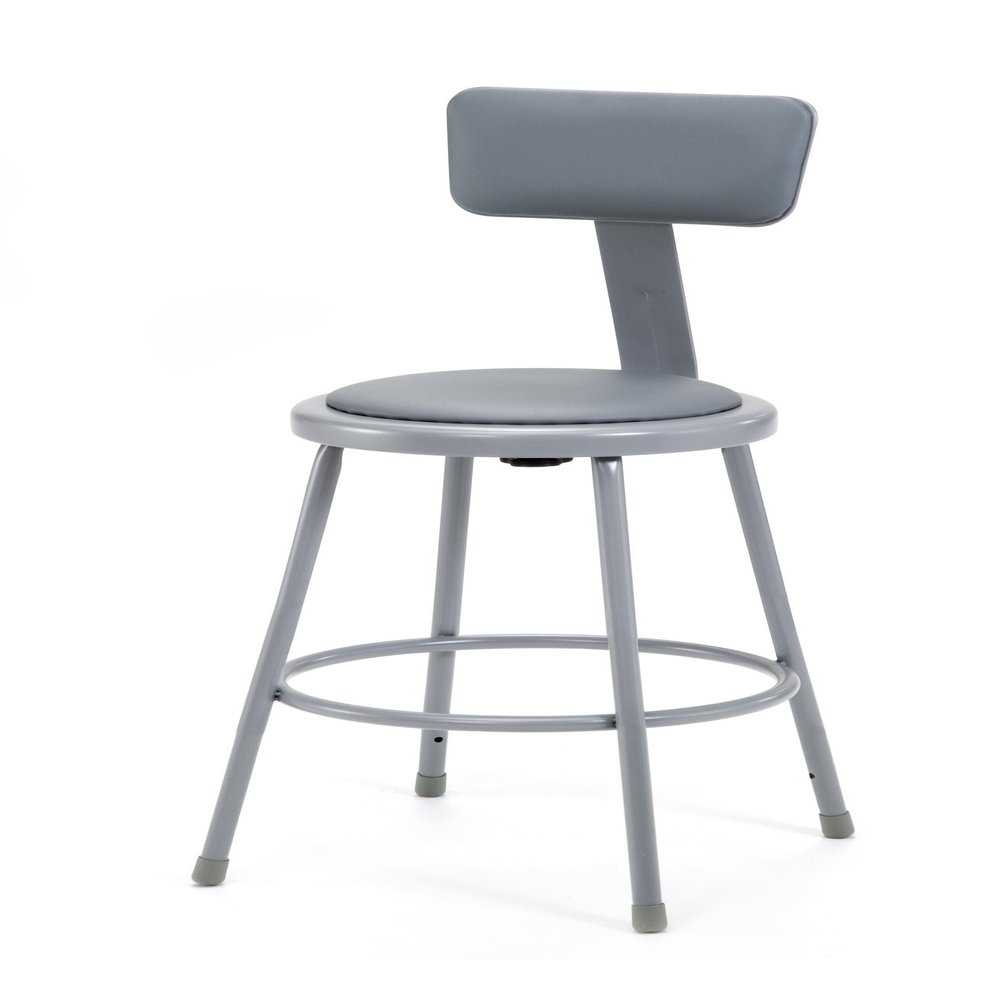 24" Grey Frame Stool with Padded Seat and ADJ. Backrest 6424B