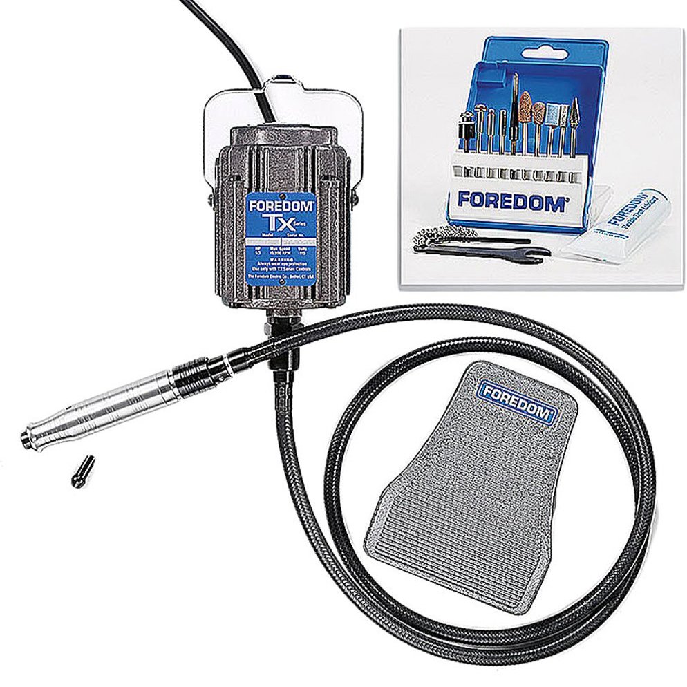 Industrial Kit w/ 1/3 hp TX Motor with 60 Square Drive Heavy Duty Shaft & Sheath, SXR Metal Foot Pedal Speed Control, #44HT Handpiece and More