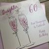 white cotton cards Daughter 60 Celebrate Happy, Handmade 60th Birthday Card (Pink Champagne) view 2