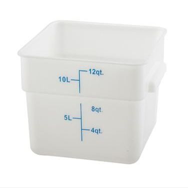 Winco PESC-12 12 Qt. Square Storage Container, Polyethylene, White - Square Food Storage