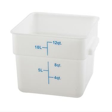 Winco PESC-12 12 Qt. Square Storage Container, Polyethylene, White - Square Food Storage