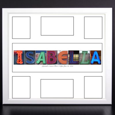 Creative Letter Art Dazzling Personalized Graduation Guest Registry Signature Mat with 6 Opening Name Collage - 20 by 20 Inch Frame Included