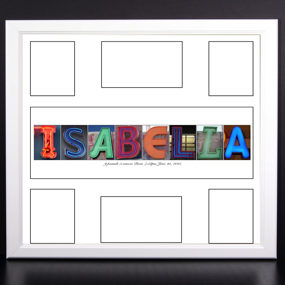 Creative Letter Art Dazzling Personalized Graduation Guest Registry Signature Mat with 6 Opening Name Collage - 20 by 20 Inch Frame Included