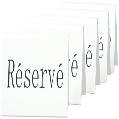 Securit Reservation Table Stands,Rserv-French (Set of 5), Acrylic, White, 5x10x4, 5cm