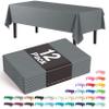 Exquisite 12-Pack Premium Plastic Tablecloth 54 Inch. x 108 Inch. Rectangle Table Cover - Silver view 1
