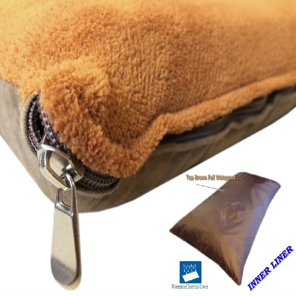 ehomegoods DIY Pet Bed Pillow Cover Set Heavy Duty Flat Style External Cover + Waterproof Liner for Small to Large Dogs Microsuede, Denim, Canvas or Fleece Covers Only (Brown Fleece, 47''x29'')