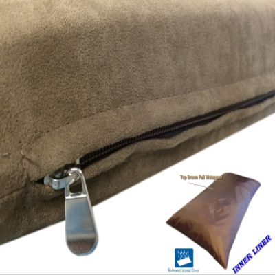 DIY Pet Bed Pillow Cover Set Heavy Duty Flat Style External Cover + Waterproof Liner for Small to Large Dogs Microsuede, Denim, Canvas or Fleece Covers Only (Brown Microsuede, 47''x29'')