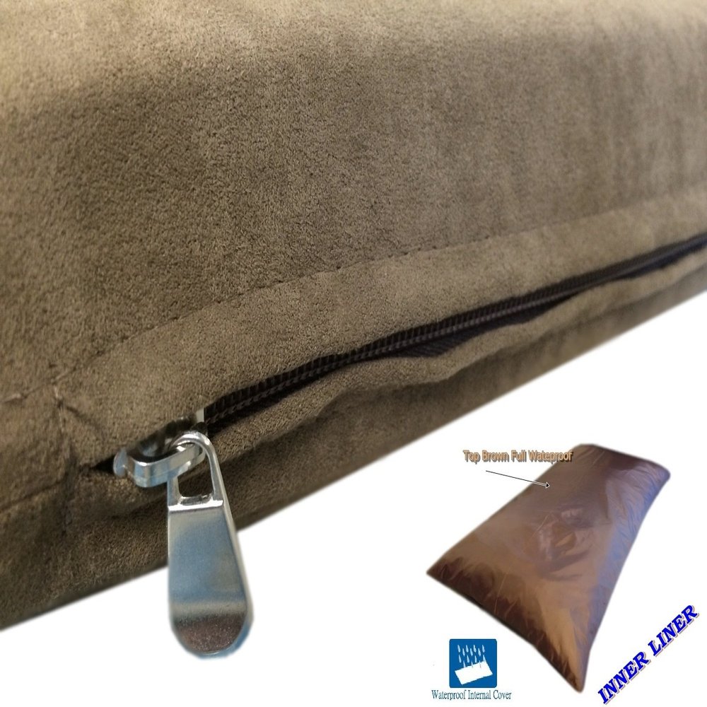 DIY Pet Bed Pillow Cover Set Heavy Duty Flat Style External Cover + Waterproof Liner for Small to Large Dogs Microsuede, Denim, Canvas or Fleece Covers Only (Brown Microsuede, 47''x29'')