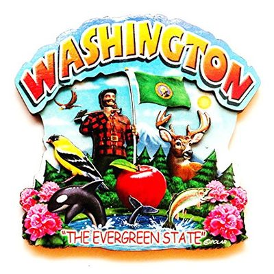 Washington State Montage Wood Fridge Magnet 2